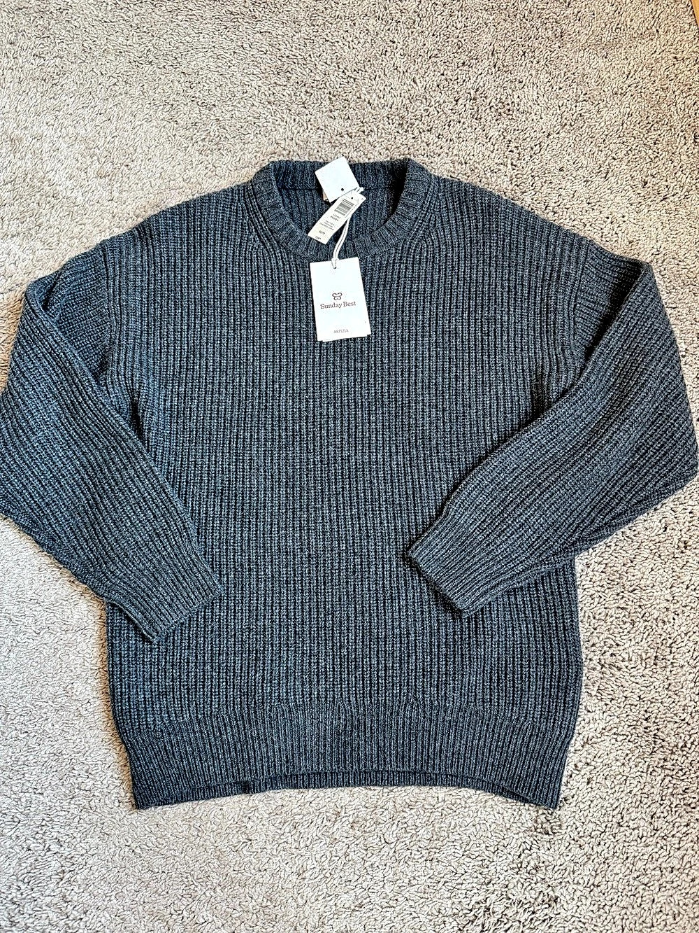 Sunday Best Peggy Sweater Ribbed Crew Neck Gray XS